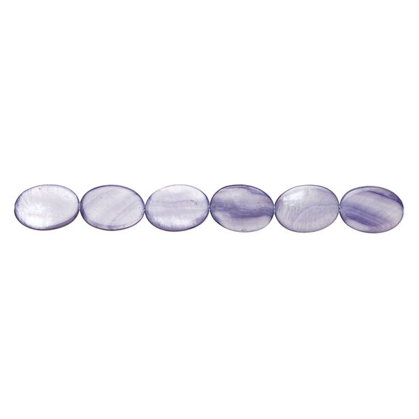 Mother-of-pearl shell 1pkg1, flat oval bead 14 inch purple 35x25mm image number 1