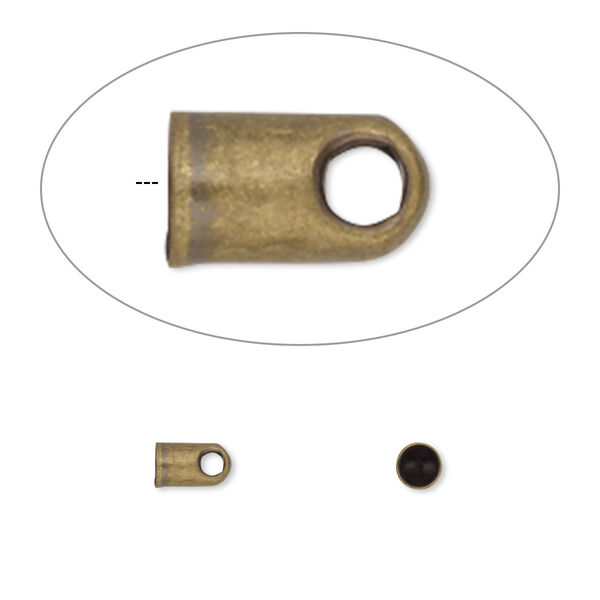 Cord end, glue-in, antique gold-plated brass, 5.5x3.5mm with 2.5mm inside diameter. Sold per pkg of 100. image number 0
