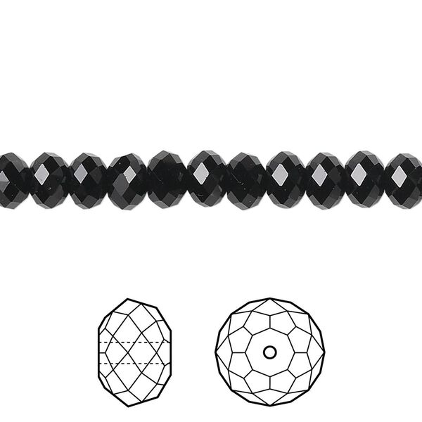 Bead 12pk jet, Crystal Passions® 6x4mm rondelle 5040 image number 0