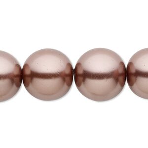 Bead, crystal pearl, brown, 16mm round. Sold per 15-1/2" to 16" strand, approximately 25 beads.