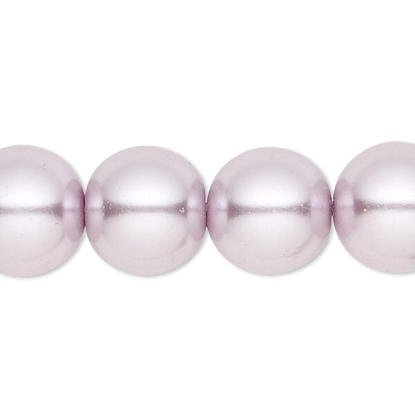 Bead, crystal pearl, lilac, 14mm round. Sold per 15-1/2" to 16" strand, approximately 25 beads. image number 0