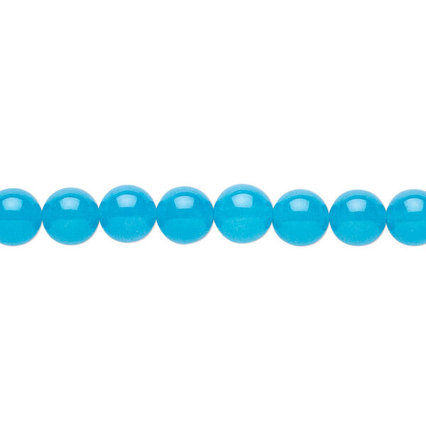 Bead, Malaysia "jade" (quartz) (dyed), turquoise blue, 6mm round, B grade, Mohs hardness 7. Sold per 15-1/2" to 16" strand. image number 0