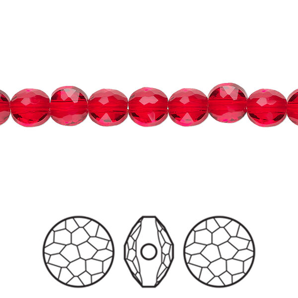 Bead 288pk light siam, Swarovski® 6mm puffed round 5034 image number 0