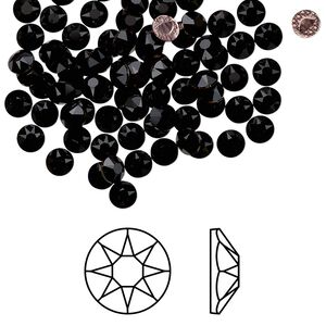 Flat back 144pk jet foil back, Crystal Passions® hotfix rhinestone 3.8-4mm rose round SS16 2078HF