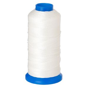 Cord, Griffin, nylon, white, 0.6mm, 33.3-pound test. Sold per 400-meter spool.