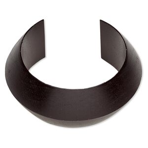 Bracelet, cuff, wood (dyed / waxed), dark brown, 35mm wide hand-carved peaked band, 8 inches. Sold individually.