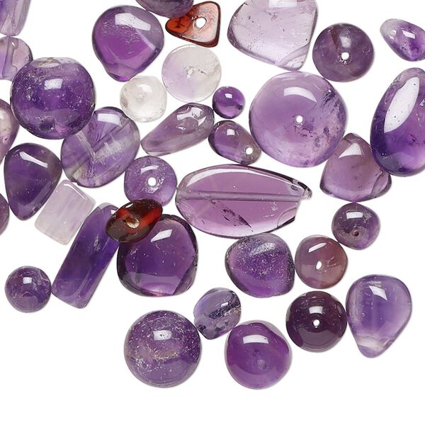 Amethyst 1pkg1, hand-cut top-drilled / center-drilled mixed shapes bead natural 1 oz mix 4mm-11x4mm image number 0