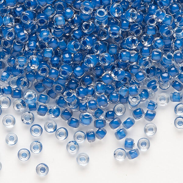 Seed bead, Dyna-Mites™, glass, translucent inside color cobalt, #8 round. Sold per 1/2 kilogram pkg. image number 0