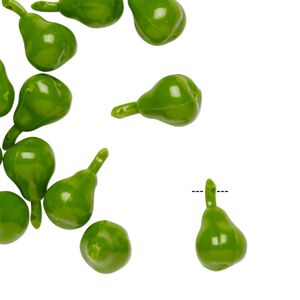 Drop, acrylic, opaque green, 15x9mm pear. Sold per pkg of 24.