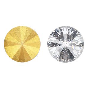 Chaton 2pk clear foil back, vintage Preciosa Czech crystal rhinestone 18mm rivoli