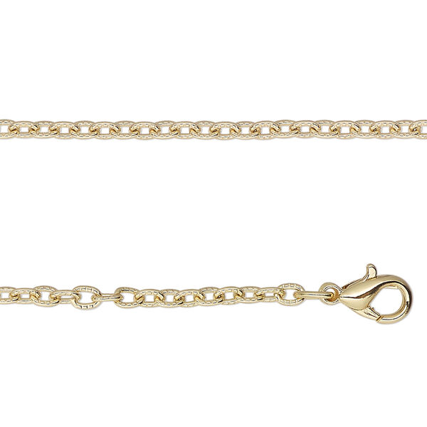 Chain, gold-finished steel, matte, 2.5mm textured cable, 24 inches with lobster claw clasp. Sold individually. image number 0