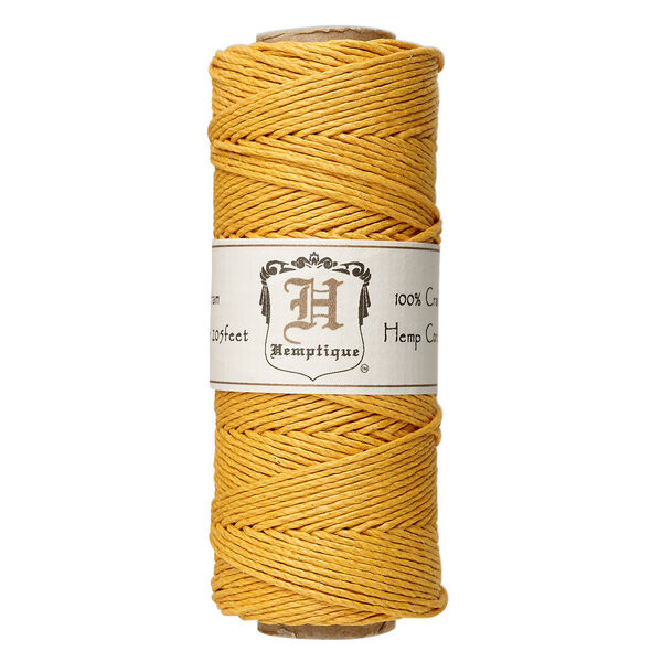 Cord, Hemptique®, polished hemp, gold, 1mm diameter, 20-pound test. Sold per 205-foot spool. image number 0