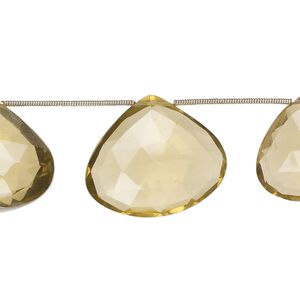 Golden quartz 1pkg7, hand-cut top-drilled faceted puffed teardrop bead 19x18mm-27x23mm