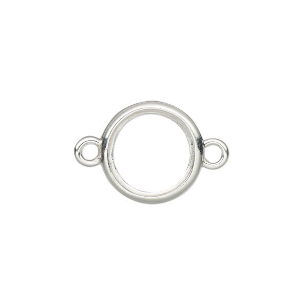 Link, Almost Instant Jewelry®, sterling silver, 15mm round with open back and 12mm rivoli setting. Sold individually. image number 0
