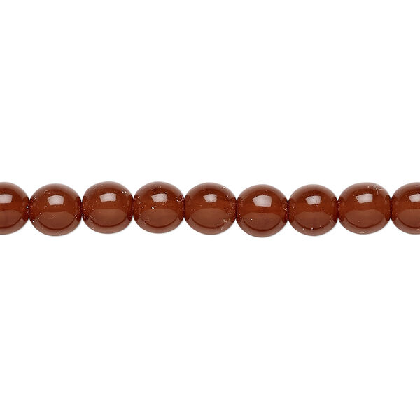 Bead, Czech dipped décor glass druk, caramel, 6mm round. Sold per 15-1/2" to 16" strand. image number 0