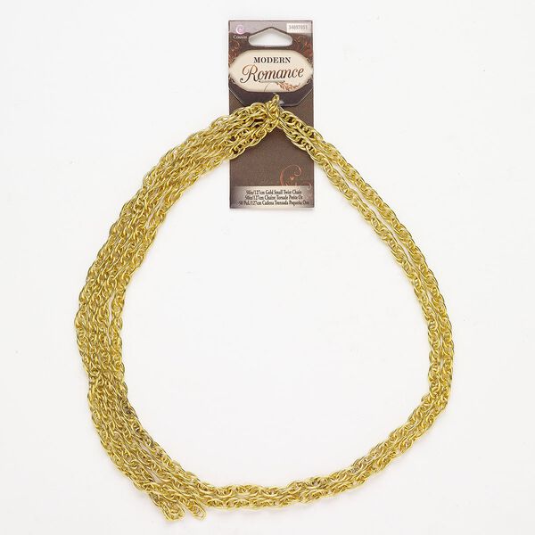 Chain 1pkg1 gold-finished steel, 4.9mm triple rope, 50 inches. image number 0