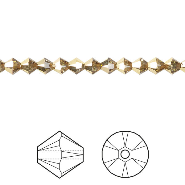 Bead 1pkg144 crystal aurum, Crystal Passions® 4mm bicone 5328 image number 0