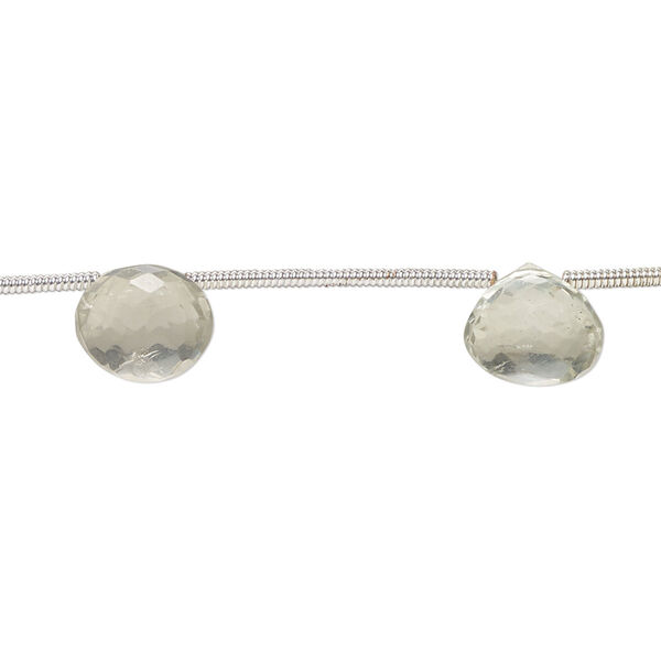 Green quartz 1pkg7, hand-cut top-drilled faceted teardrop bead 8x7mm-11x10mm image number 0