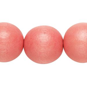 Bead, Taiwanese cheesewood (dyed / waxed), orange, 19-20mm round. Sold per 15-1/2" to 16" strand.