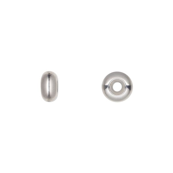 Bead keeper, stainless steel and silicone, clear, 8x4mm rondelle, fits 2.5mm chain or cord. Sold per pkg of 4. image number 0