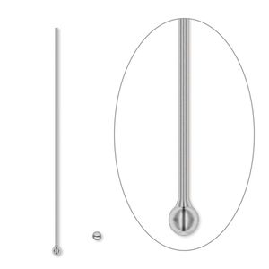 Head pin, gunmetal-plated brass, 1-1/2 inches with 1.5mm ball, 24 gauge. Sold per pkg of 10.