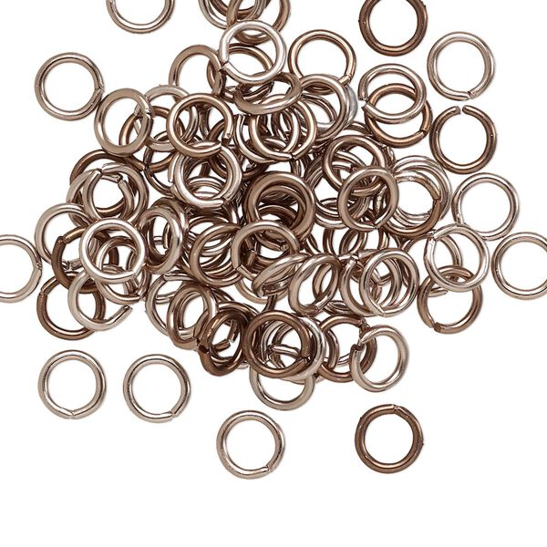Jump ring, anodized aluminum, bronze, 5.5mm round, 3.5mm inside diameter, 18 gauge. Sold per pkg of 100. image number 0