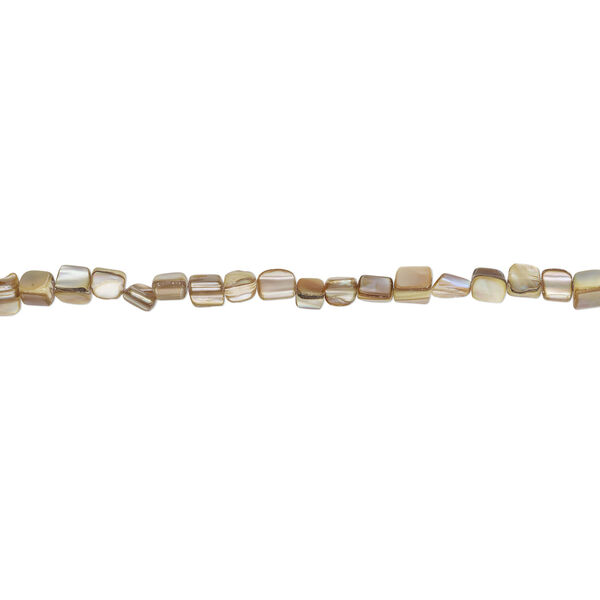 Mother-of-pearl shell 1pkg1, triangle tube bead 15 inch soft gold 6x6mm-10x8mm image number 1