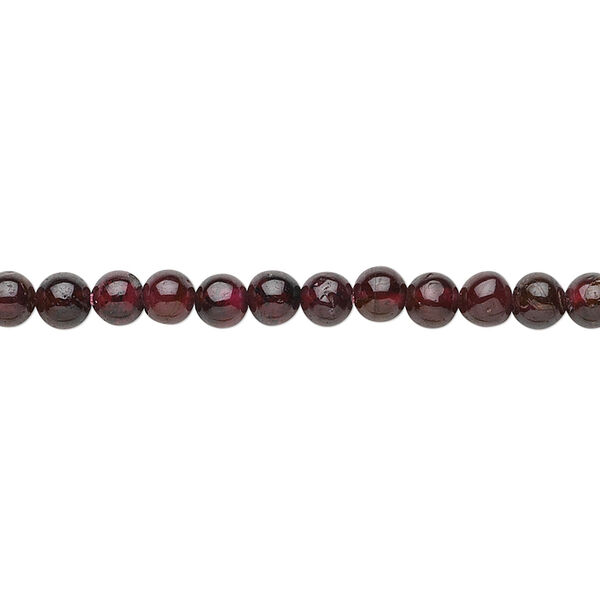 Bead, garnet (dyed), 3-4mm hand-cut round, C grade, Mohs hardness 7 to 7-1/2. Sold per 14-inch strand. image number 0
