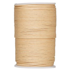 Cord, waxed cotton, peach, 2mm round. Sold per 100-meter spool.