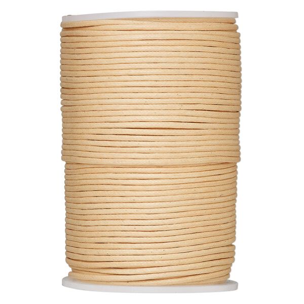 Cord, waxed cotton, peach, 2mm round. Sold per 100-meter spool. image number 0