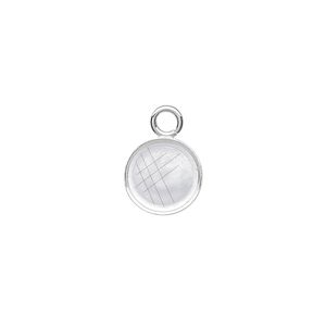 Drop, fine silver, 10mm round bezel cup setting with open loop. Sold per pkg of 4.