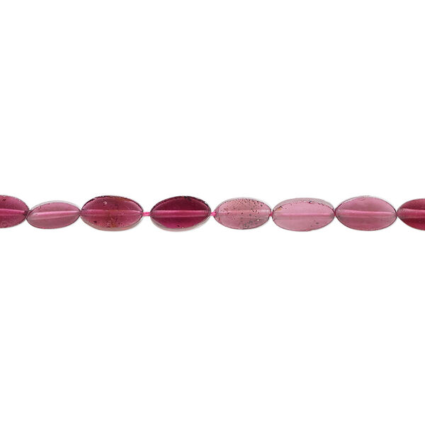 Rhodolite garnet 1pkg1, hand-cut flat oval bead B- grade, 15.5-16 inch 6x3mm-7x4mm image number 0