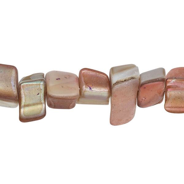 Mother-of-pearl shell 1pkg1, triangle tube bead 15 inch antique red 7x5mm-12x10mm image number 0