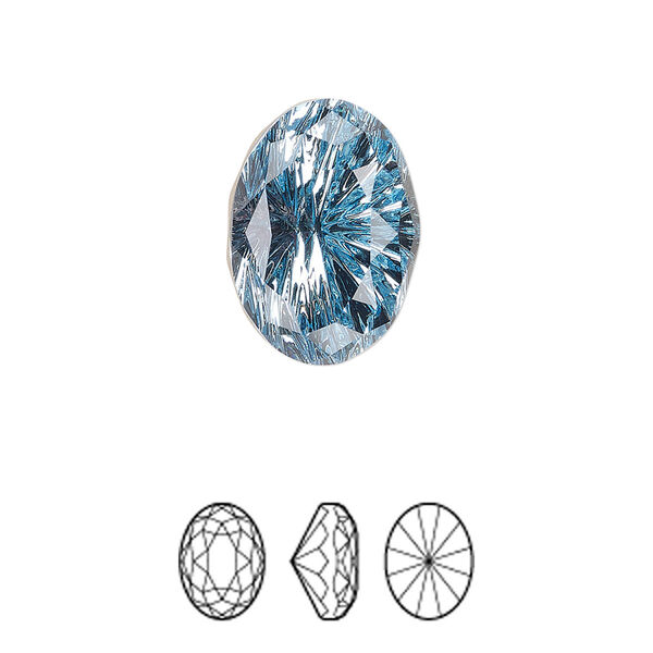 Fancy stone 1pk aquamarine foil back, Crystal Passions® 18x13mm magical oval 4160 image number 0