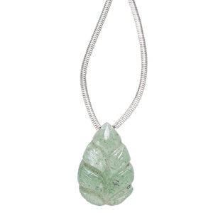 Green aventurine 1pkg1, hand-cut top-drilled carved leaf bead natural 18x12mm