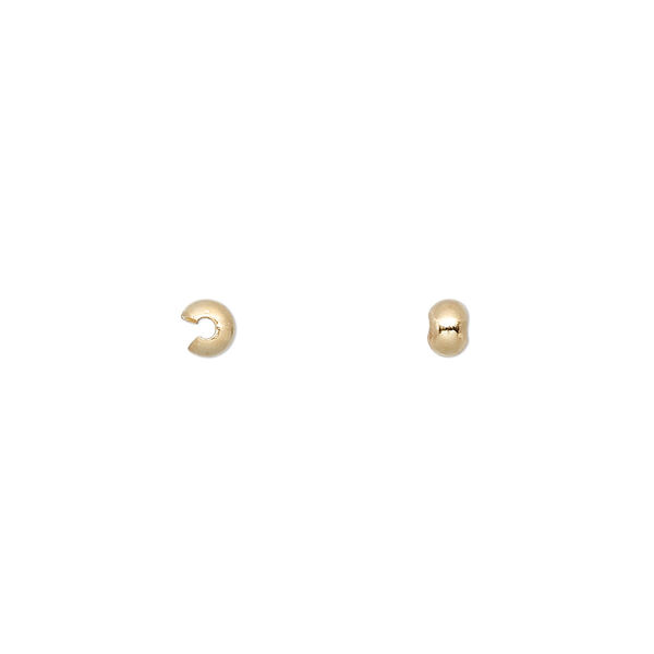 Crimp cover, gold-plated brass, 3mm round. Sold per pkg of 500. image number 0
