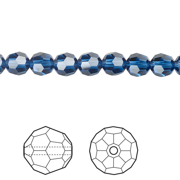 Bead 360pk dark sapphire, Swarovski® ReCreated™ 6mm round 5000 image number 0