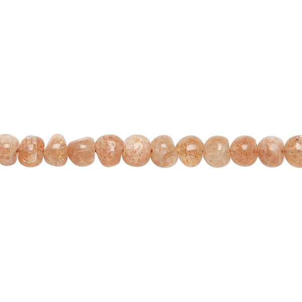 Bead, sunstone (natural), 4-5mm hand-cut uneven round, B- grade, Mohs hardness 6 to 6-1/2. Sold per 14-inch strand, approximately 75 beads. image number 0