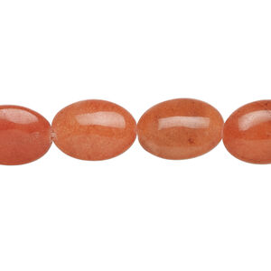 Malaysia "jade" 1pkg1, puffed oval bead red-orange, 15 inch 14x10mm
