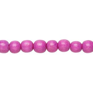 Bead, Taiwanese cheesewood (dyed / waxed), light purple, 5-6mm round. Sold per pkg of (2) 15-1/2" to 16" strands.