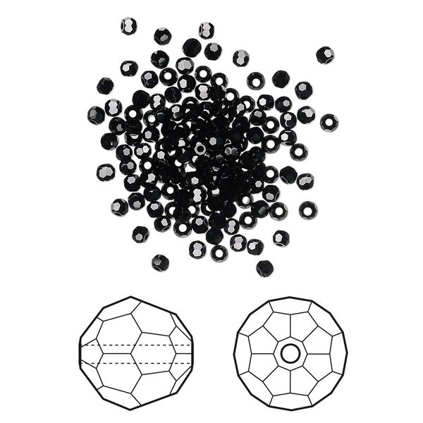 Bead 1440pk jet, Swarovski® 2mm round 5000 image number 0