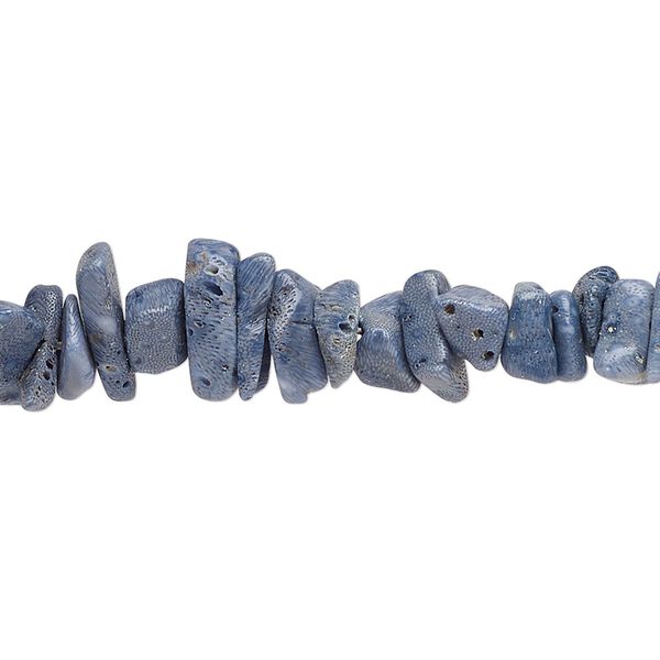 Bead, blue coral (dyed), blue, small to large chip. Sold per 35-inch strand. image number 0