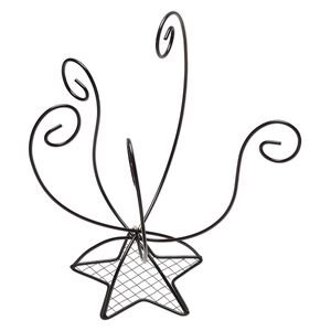 Display, necklace and bracelet, steel and enamel, pkg/1, black, 14x12x11 inches with star base.