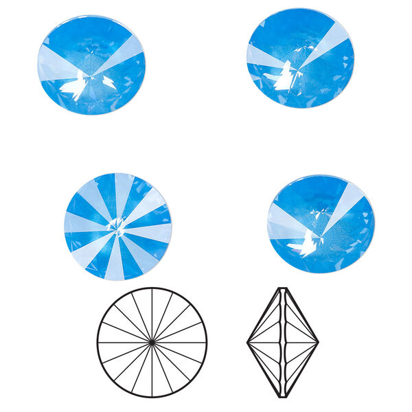 Chaton 4pk crystal electric blue ignite LacquerPRO, Crystal Passions® 14mm rivoli 1122 image number 0