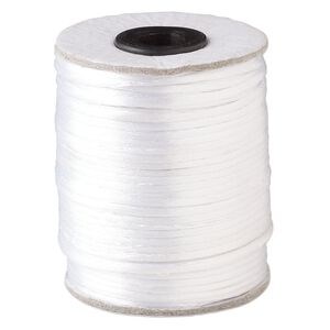 Cord, Satinique™, satin, white, 2mm. Sold per 200-foot spool.