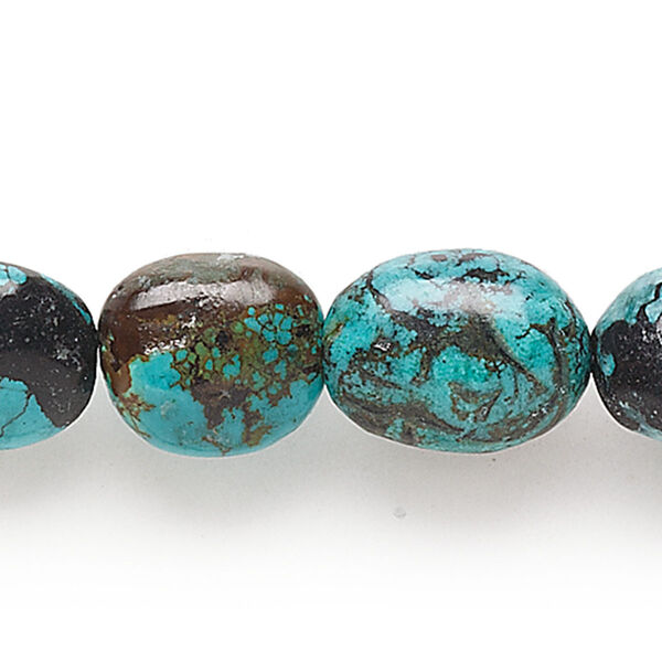 Bead, turquoise (dyed / stabilized), 13x12mm-20x15mm puffed oval, C- grade, Mohs hardness 5 to 6. Sold per 15" to 16" strand. image number 0