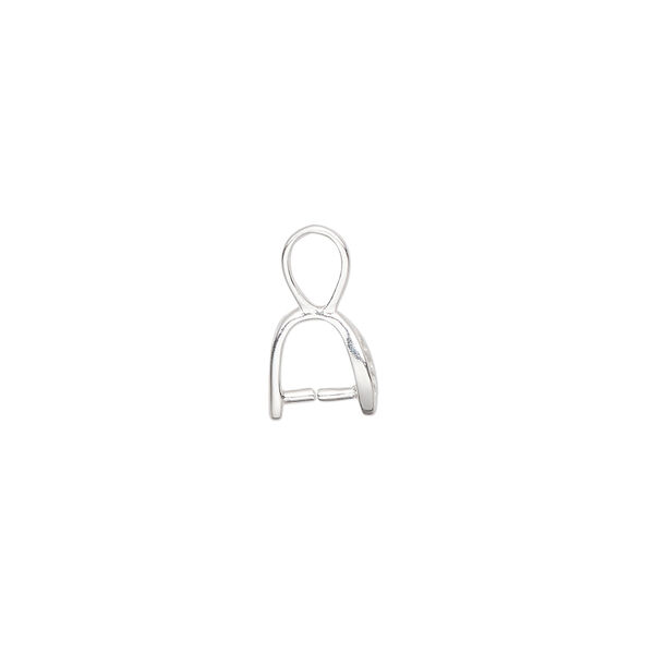 Bail, ice-pick, sterling silver, 13x3mm leaf 4mm grip length. Sold individually. image number 1