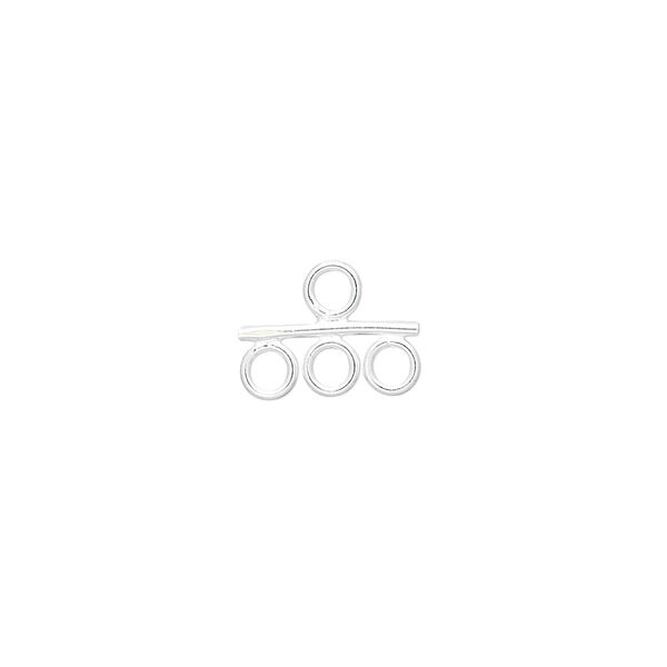 Loop, sterling silver, 13x4mm triangle with bar and 4 rings. Sold per pkg of 6. image number 0