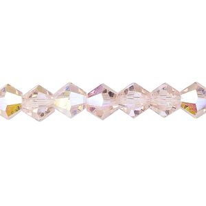 Bead 1pk transparent pink AB, Celestial Crystal® 8mm bicone 15.5-16 inch