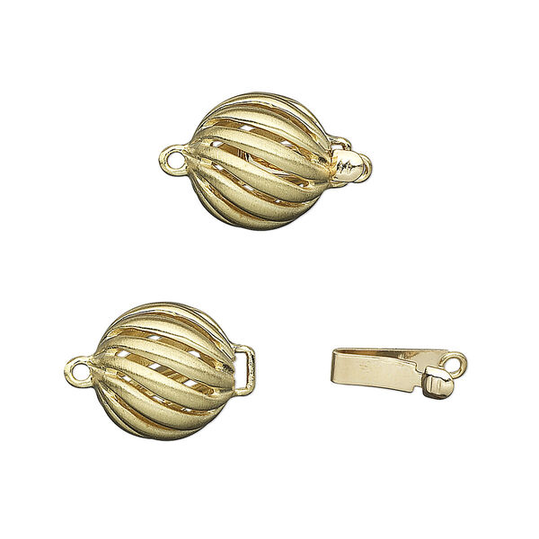 Clasp, tab with safety, 14Kt gold, 11mm twisted round. Sold individually. image number 0